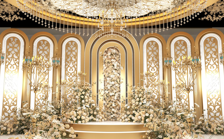 梁溪香槟色调婚礼堂效果展示